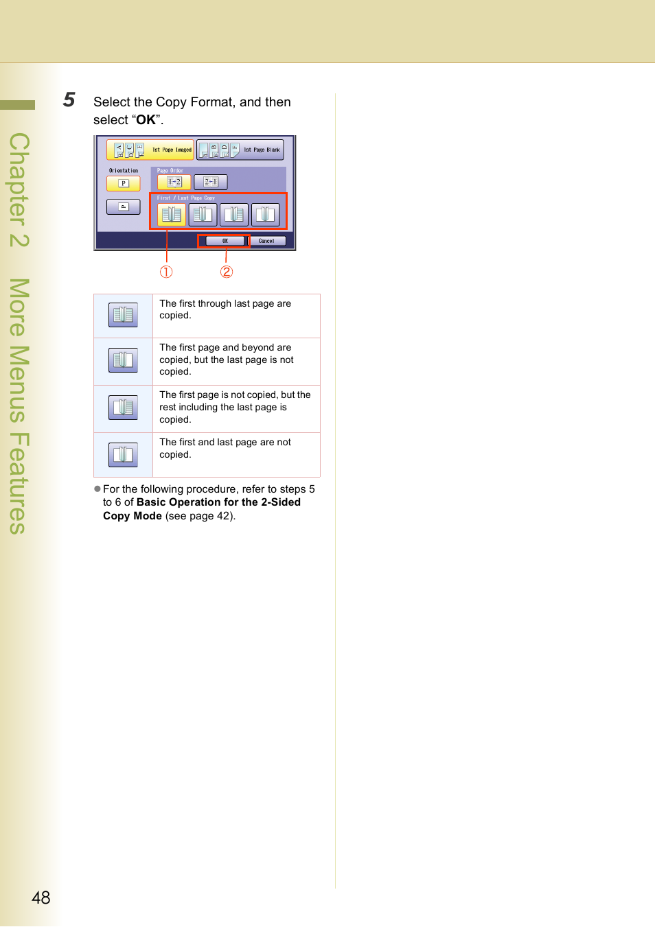 Chap te r 2 mo re m e nu s f eat ur es | Panasonic DP-C406 User Manual | Page 48 / 112
