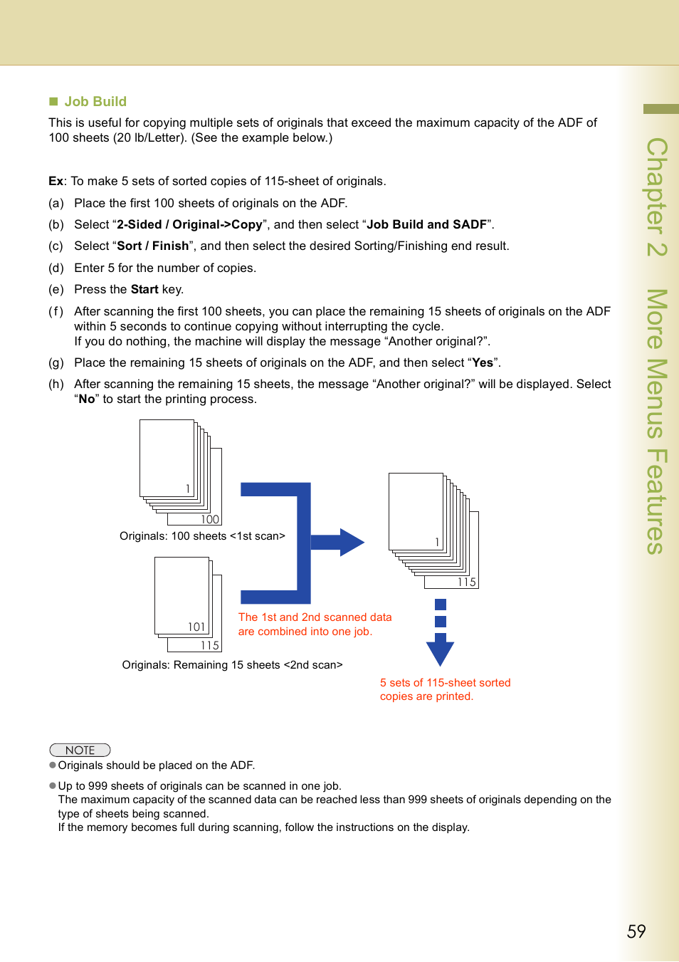Chap te r 2 mo re m e nu s f eat ur es | Panasonic DP-C406 User Manual | Page 59 / 112