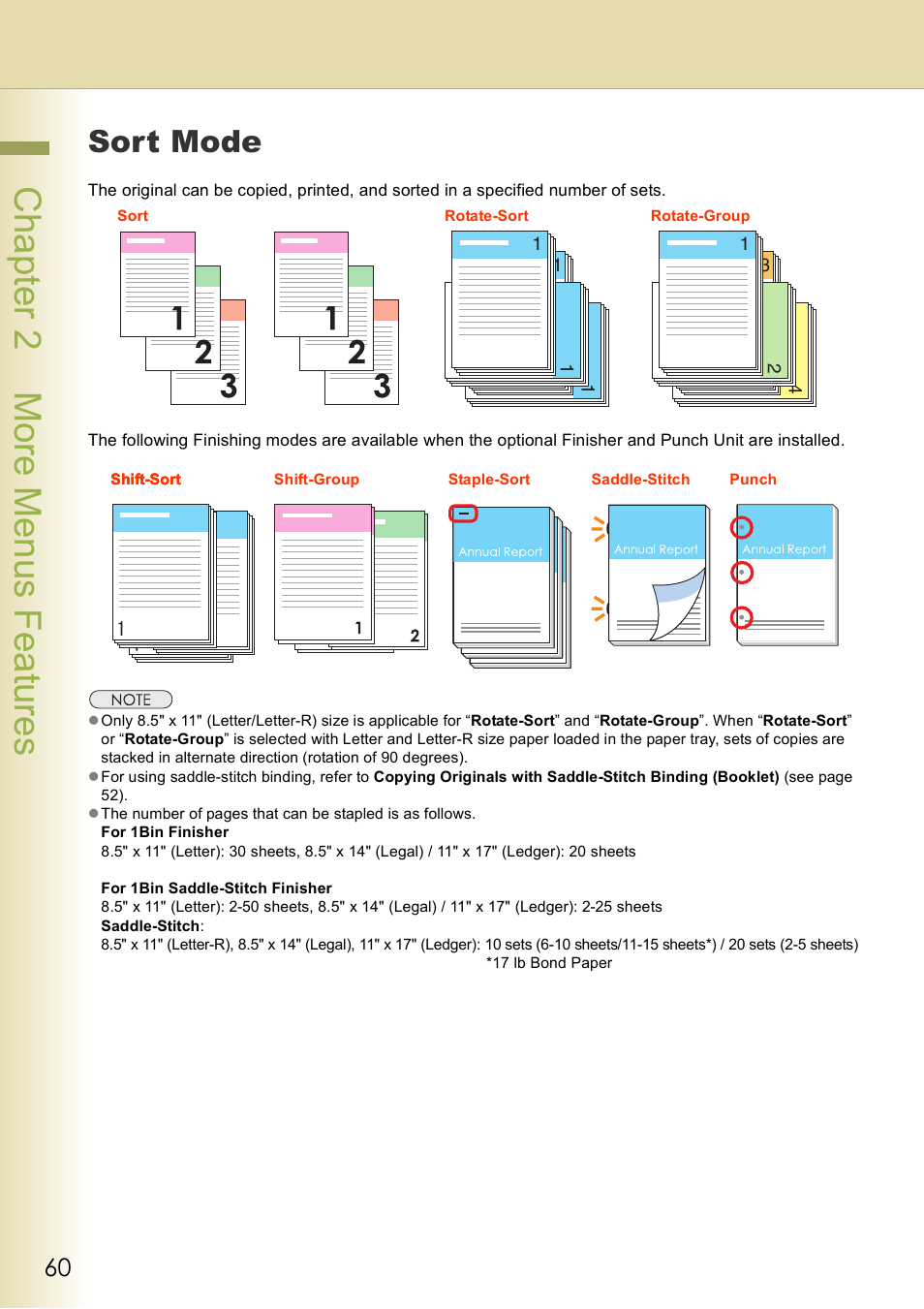 Sort mode, Chap te r 2 mo re m e nu s f eat ur es | Panasonic DP-C406 User Manual | Page 60 / 112