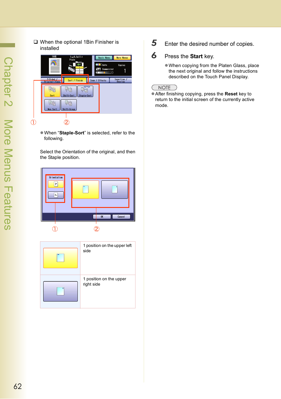 Chap te r 2 mo re m e nu s f eat ur es | Panasonic DP-C406 User Manual | Page 62 / 112
