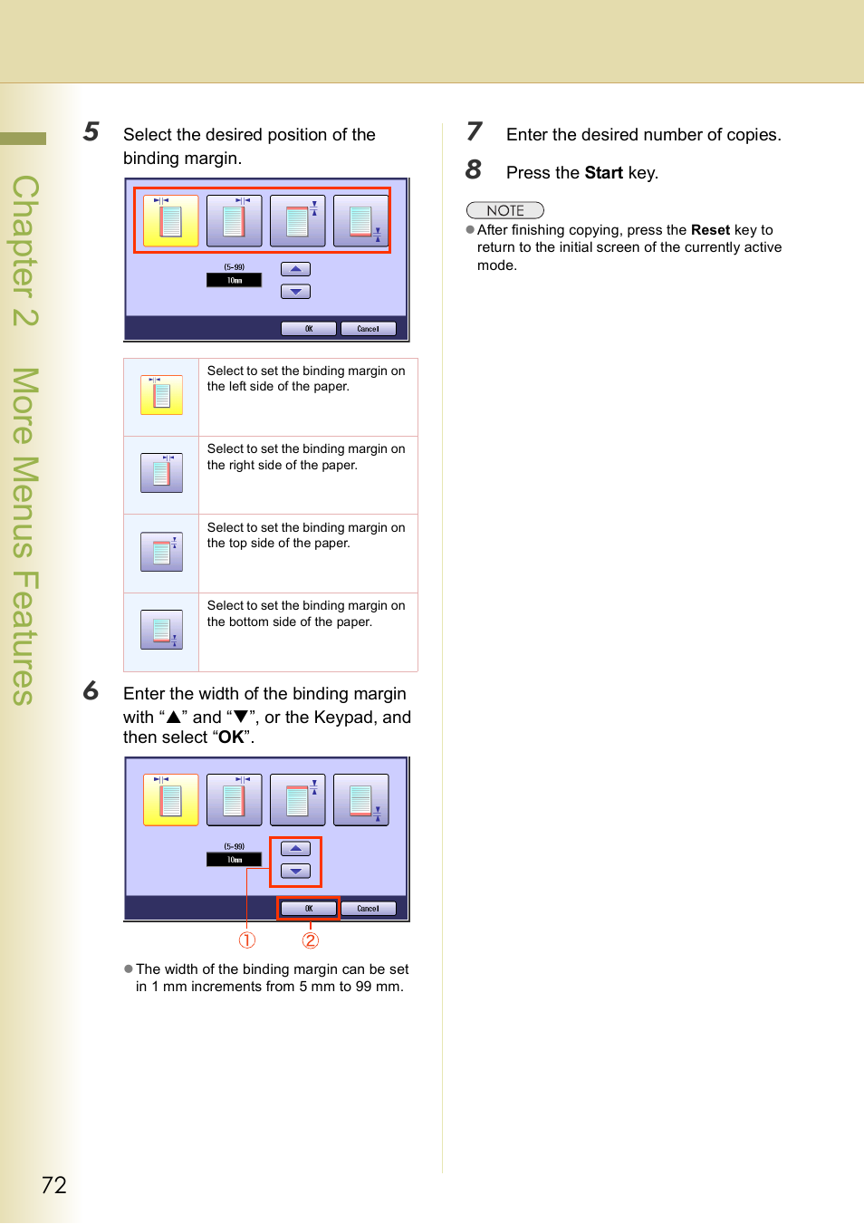 Chap te r 2 mo re m e nu s f eat ur es | Panasonic DP-C406 User Manual | Page 72 / 112
