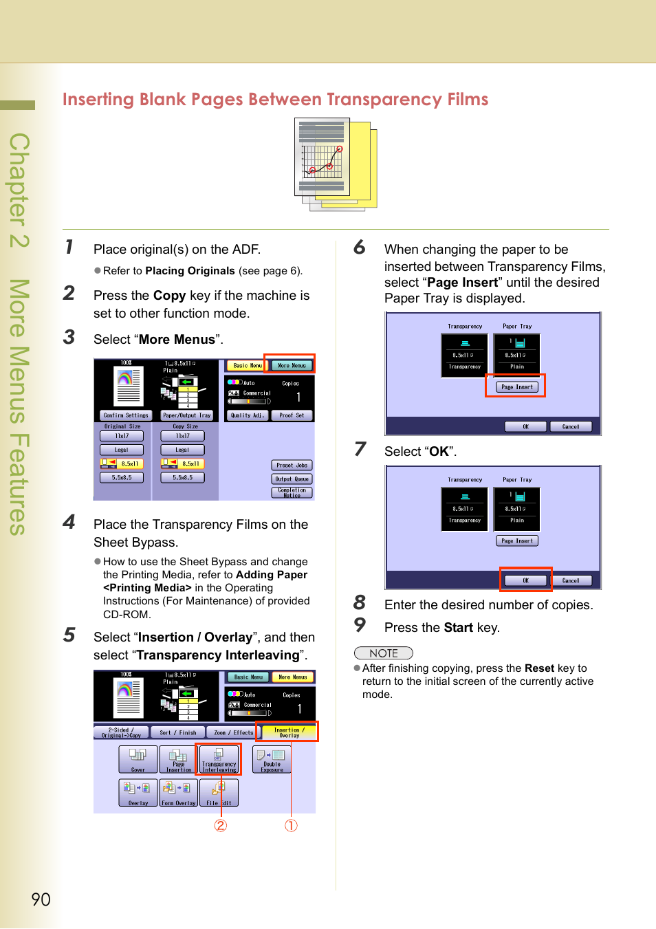 Chap te r 2 mo re m e nu s f eat ur es | Panasonic DP-C406 User Manual | Page 90 / 112