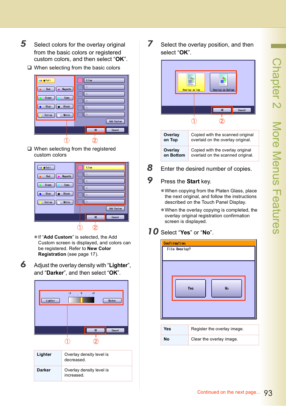 Chap te r 2 mo re m e nu s f eat ur es | Panasonic DP-C406 User Manual | Page 93 / 112