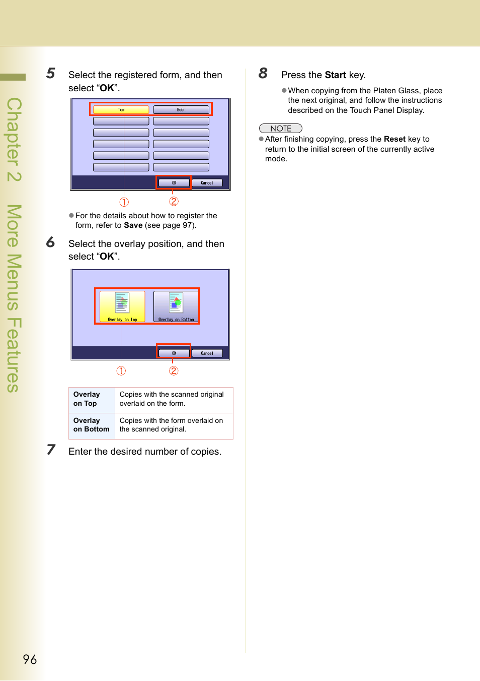Chap te r 2 mo re m e nu s f eat ur es | Panasonic DP-C406 User Manual | Page 96 / 112