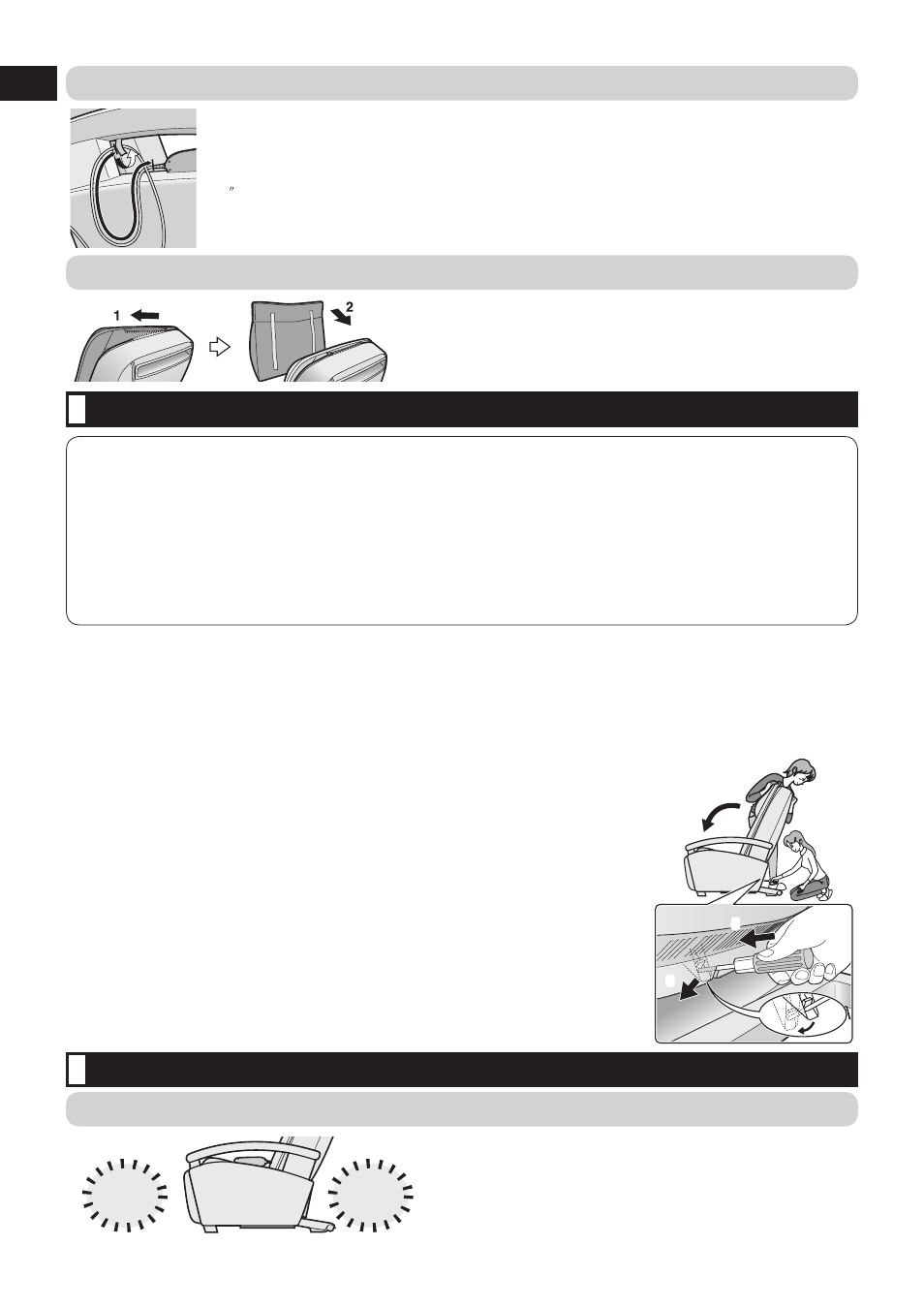 Before using the unit, Folding the backrest forward (repacking) | Panasonic EP1080 User Manual | Page 10 / 18