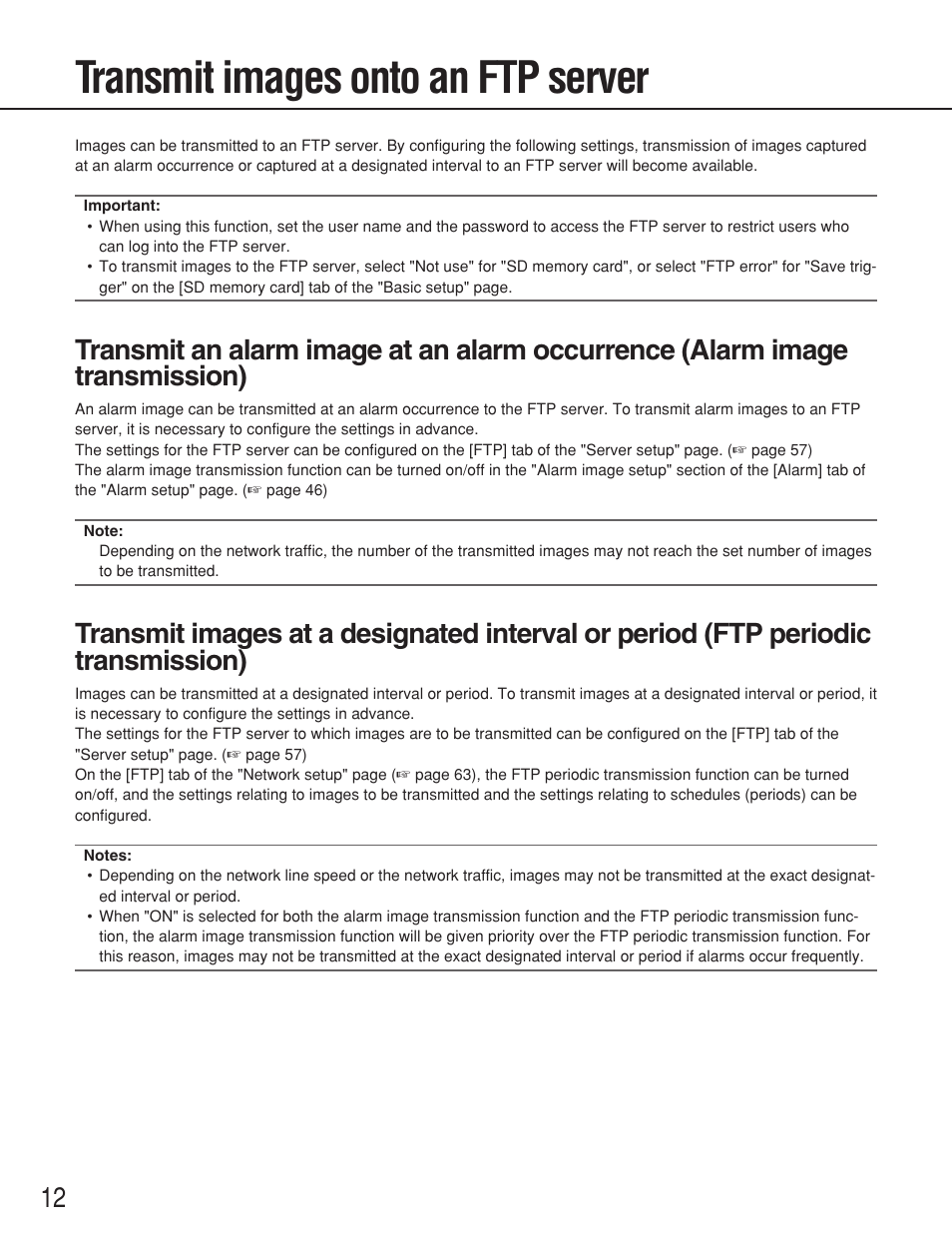 Transmit images onto an ftp server | Panasonic WV-NS202 User Manual | Page 12 / 79