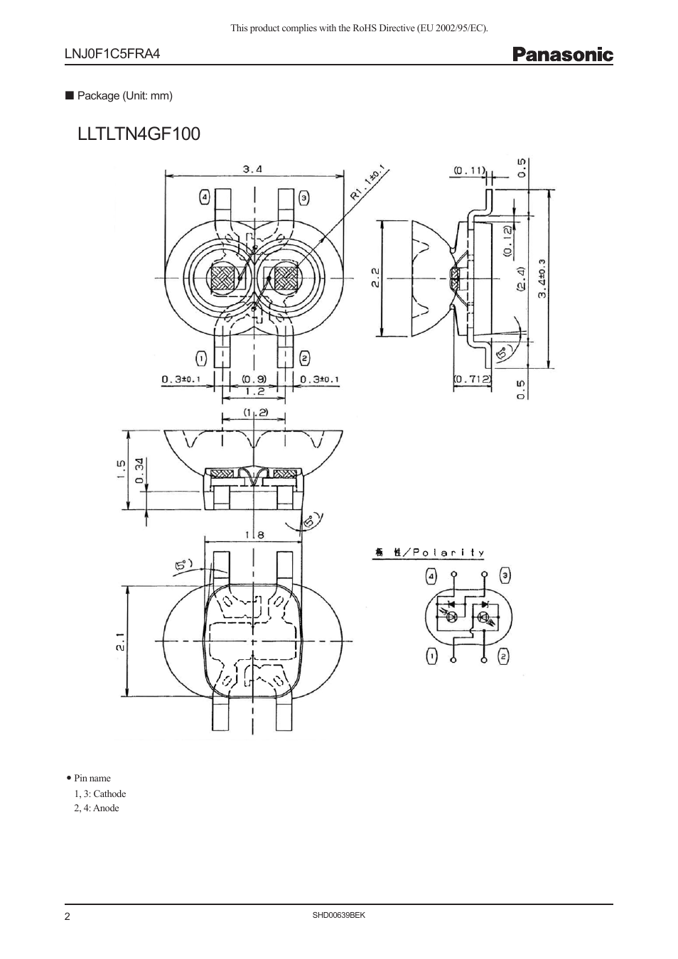 Lltltn4gf100, Lnj0f1c5fra4 | Panasonic LNJ0F1C5FRA4 User Manual | Page 2 / 3