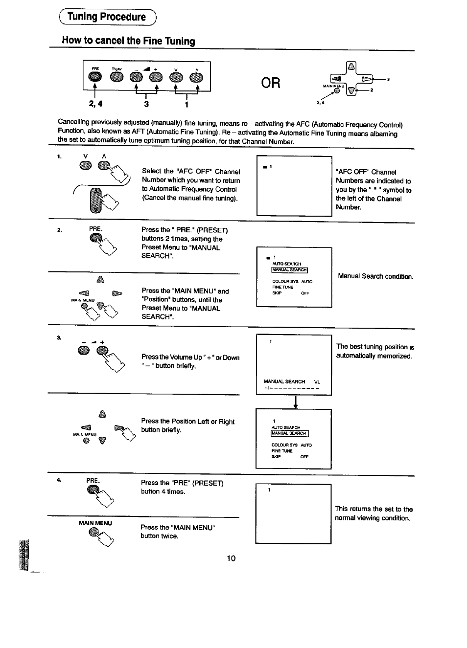 How to cancel the fine tuning, How to cancel the fine tuning ( tuning procedure ) | Panasonic TC-14ST15M User Manual | Page 11 / 24