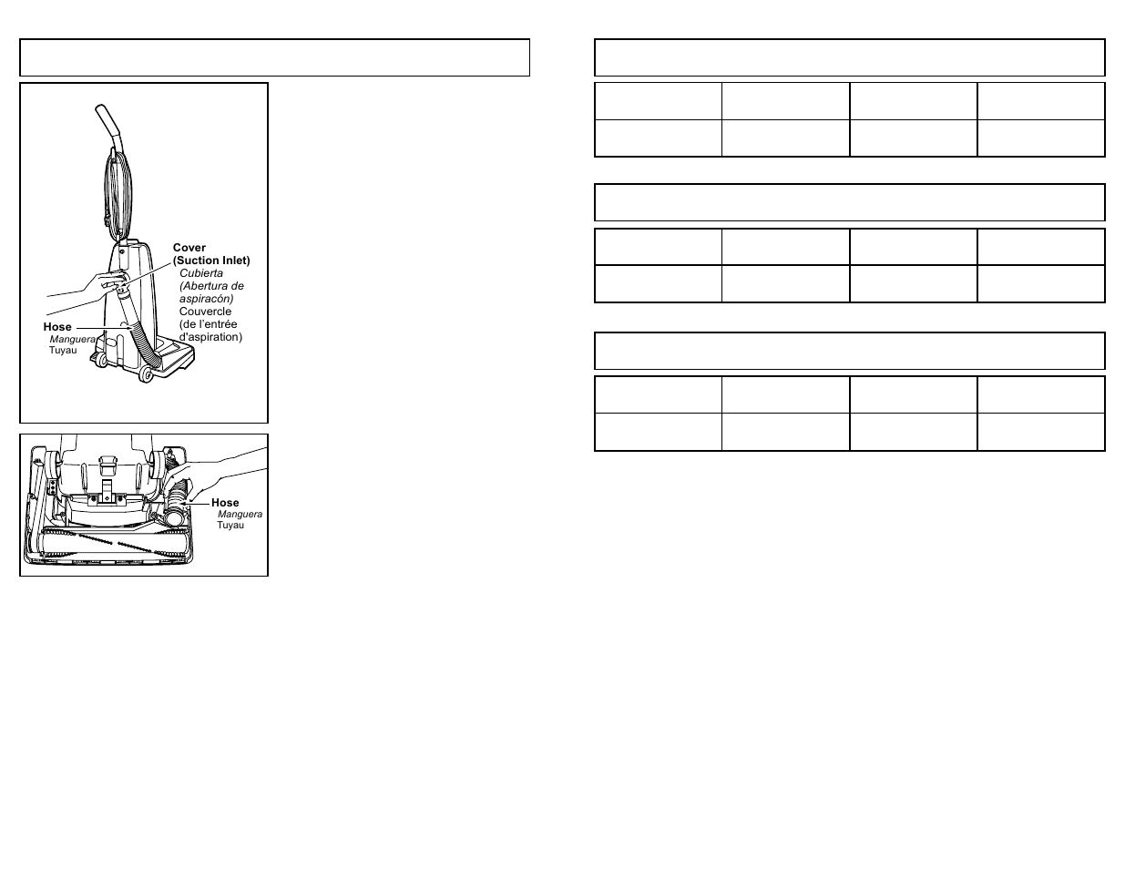 Diagram de caracteristicas, Tableau des caracteristiques, Removing clogs | Feature chart | Panasonic MC-V5258 User Manual | Page 11 / 44