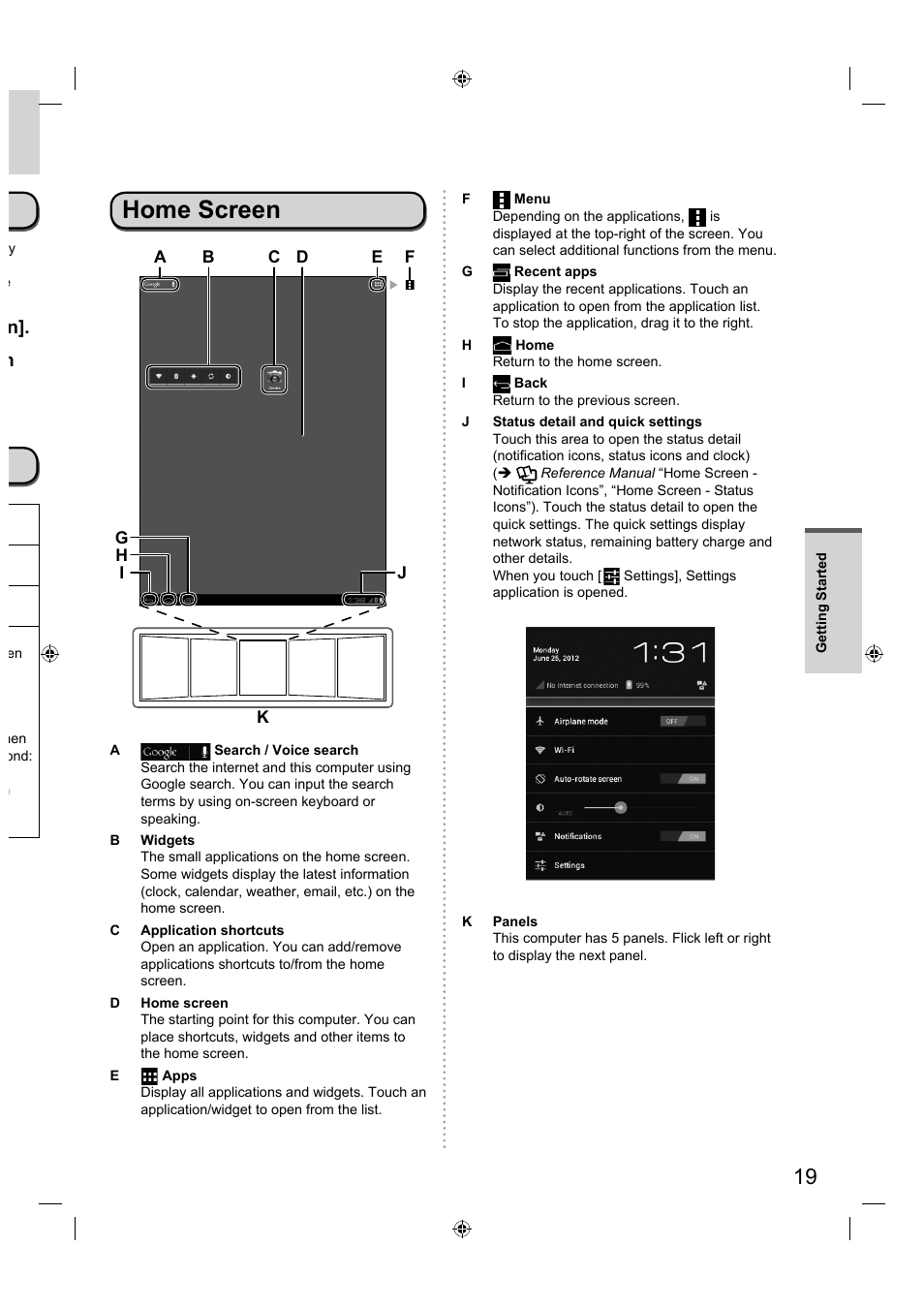Home screen, N]. h | Panasonic FZ-A1 series User Manual | Page 19 / 40