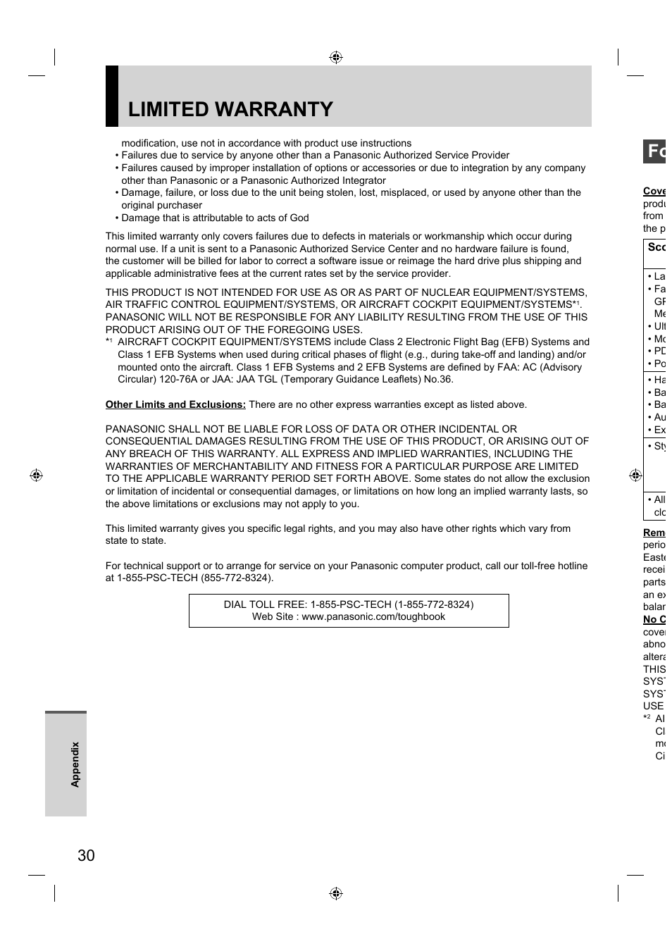 Limited warranty | Panasonic FZ-A1 series User Manual | Page 30 / 40