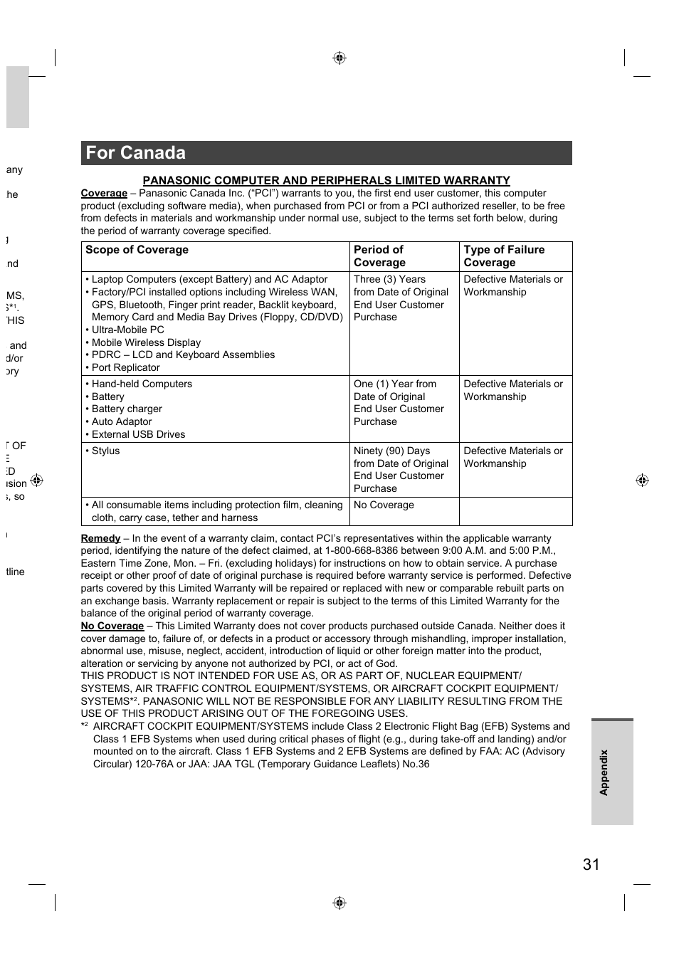 For canada | Panasonic FZ-A1 series User Manual | Page 31 / 40