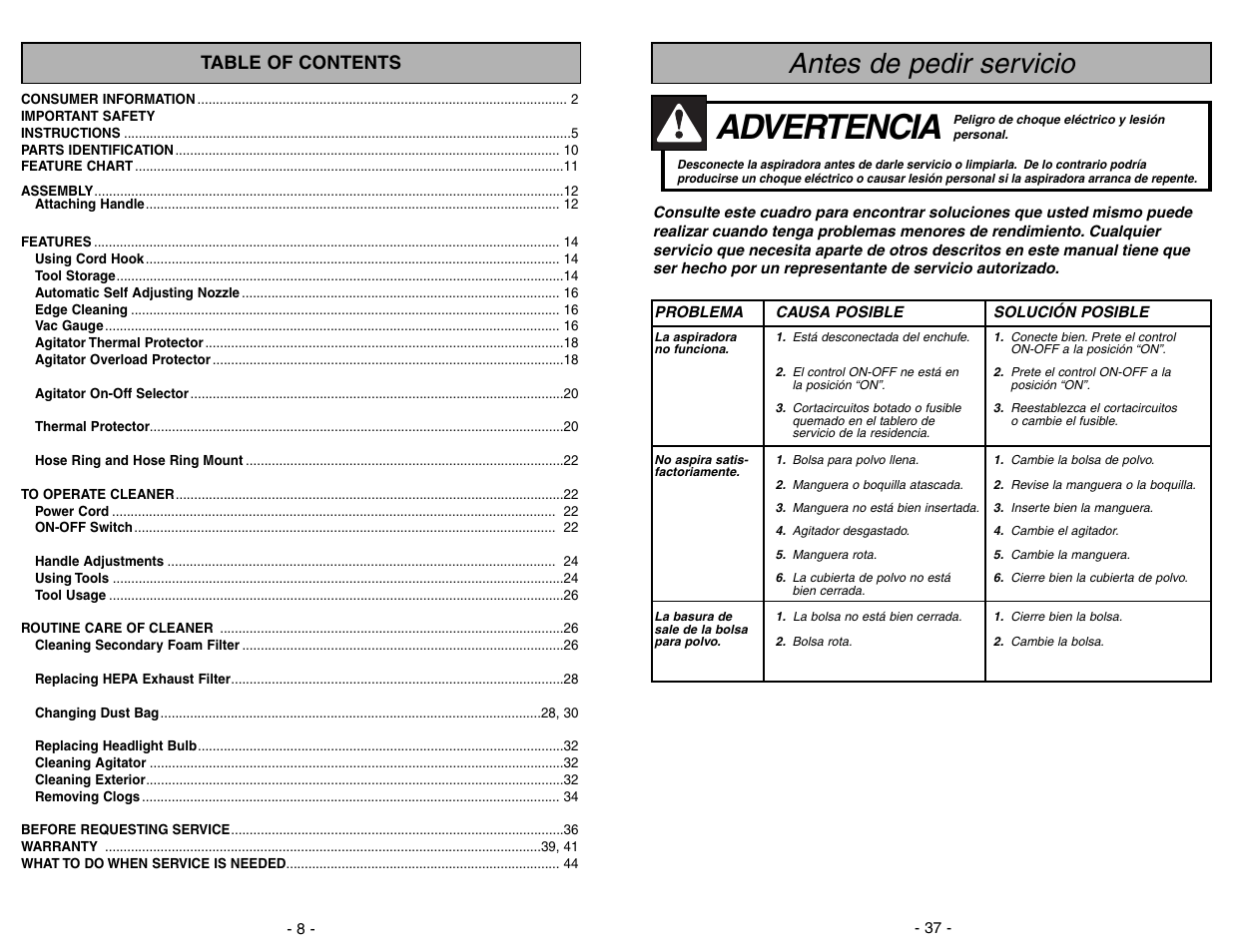 Panasonic MC-V7428 User Manual | Page 37 / 44