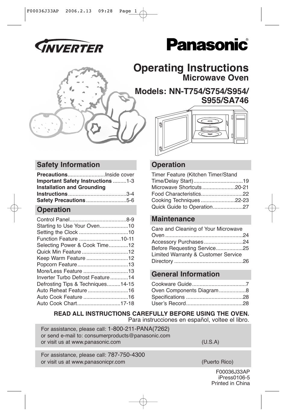 Panasonic S955 User Manual | 60 pages