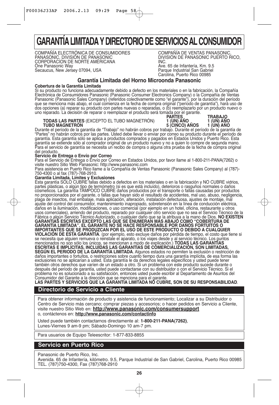 Panasonic S955 User Manual | Page 58 / 60
