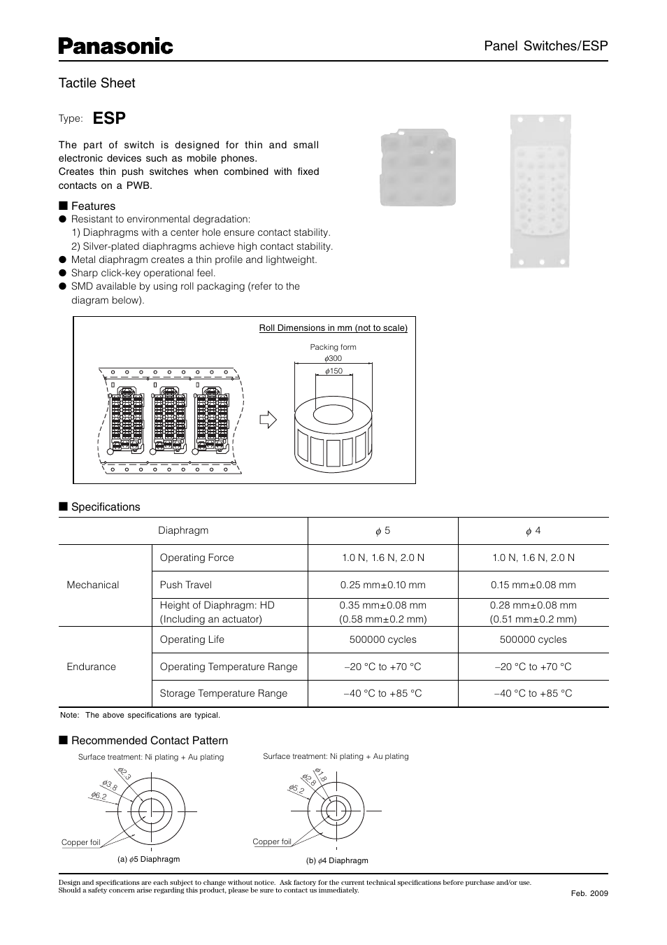 Panasonic ESP Series User Manual | 2 pages