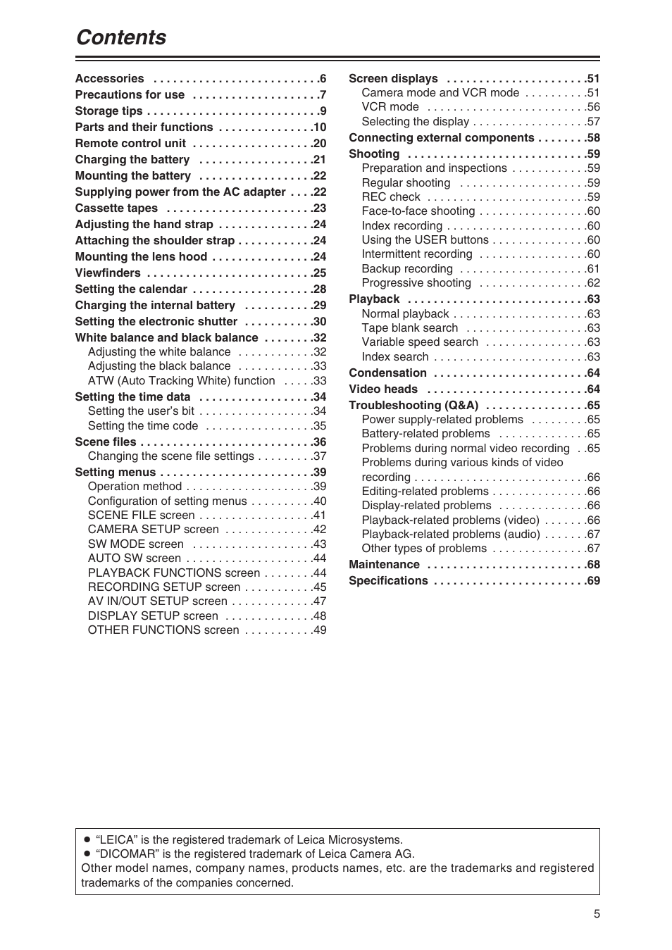 Panasonic AG-DVX100AP User Manual | Page 5 / 72