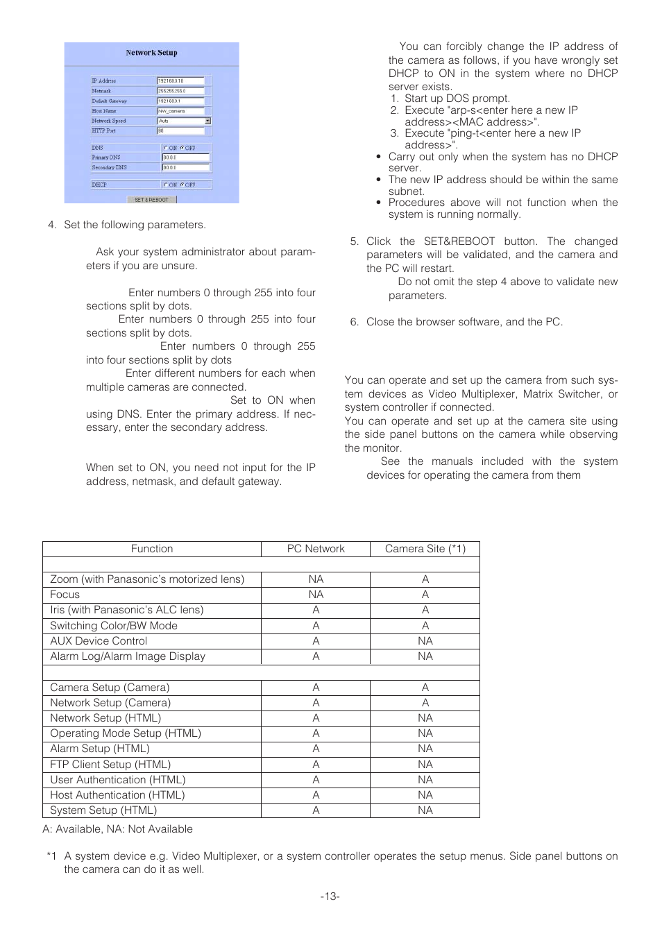 Access from the camera / system device | Panasonic WV-NP472 User Manual | Page 13 / 47