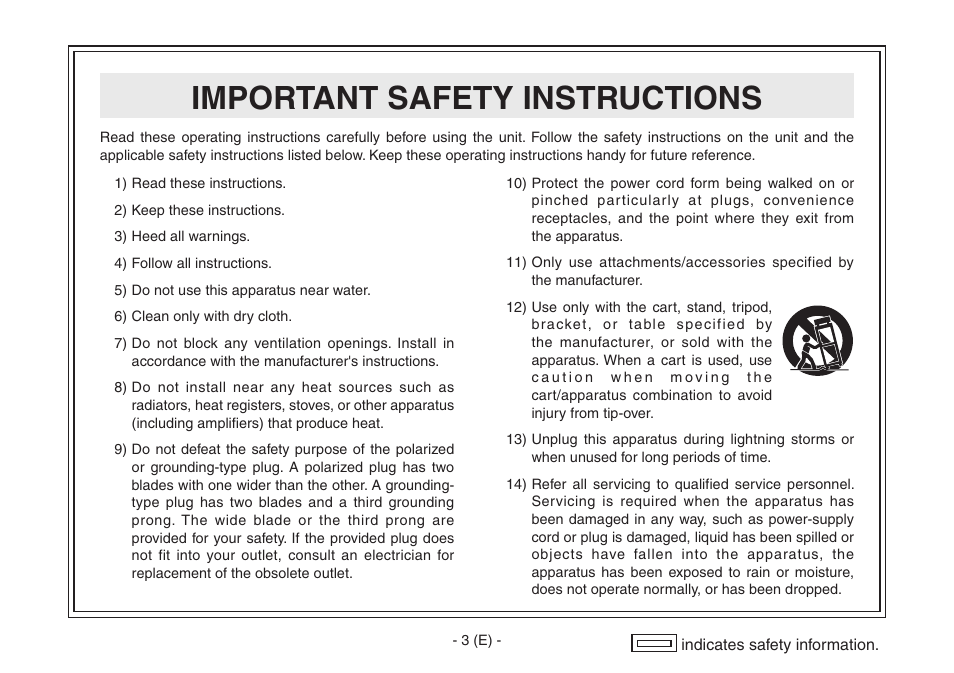 Important safety instructions | Panasonic AW-IF400G User Manual | Page 4 / 22