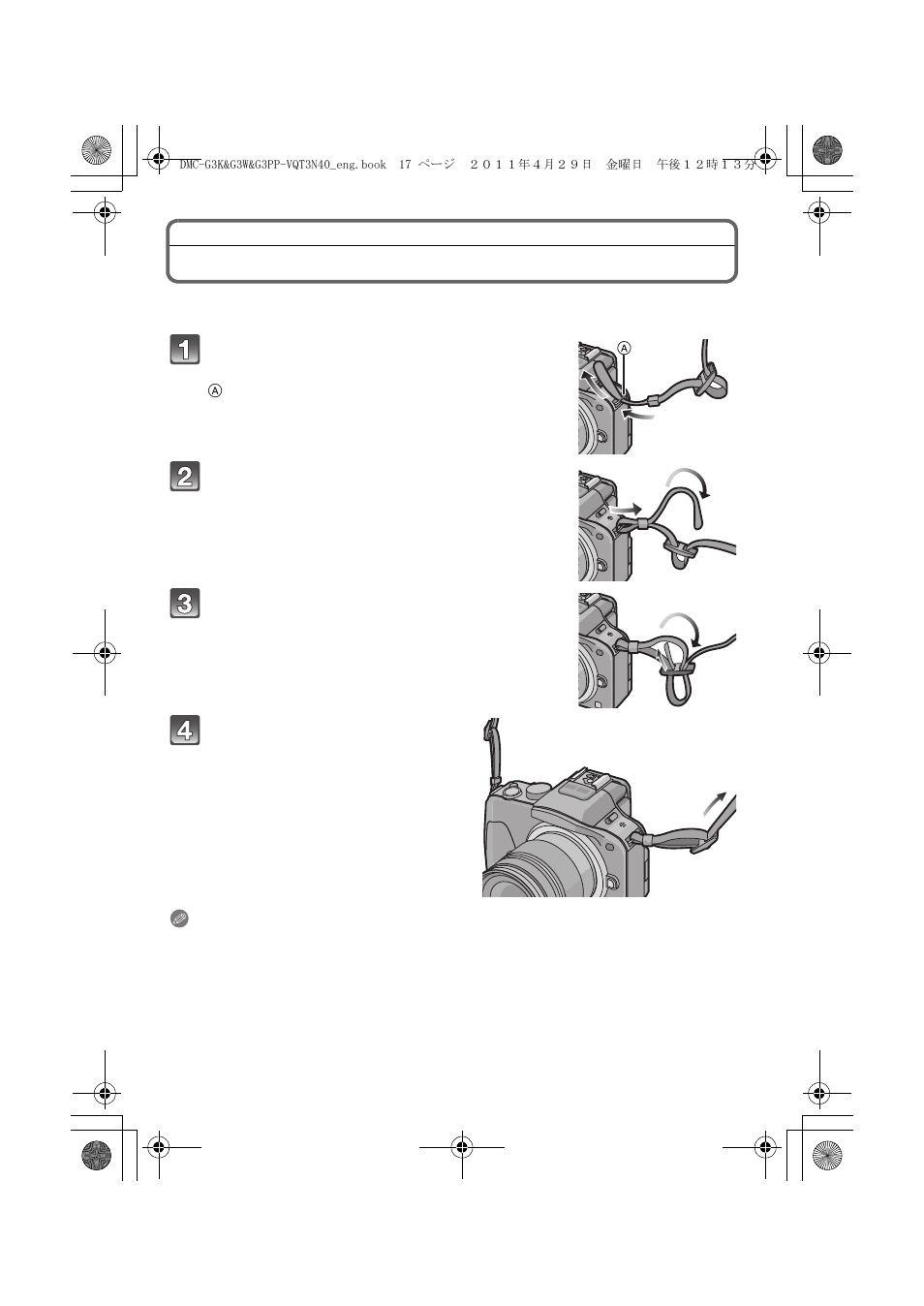 Attaching the shoulder strap | Panasonic DMC-G3K User Manual | Page 17 / 56