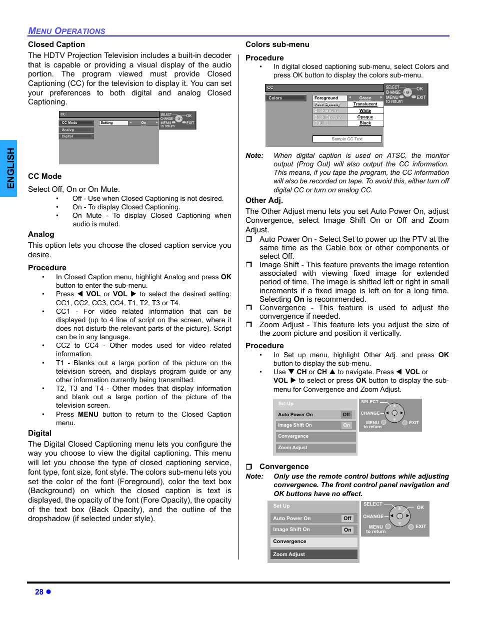 English | Panasonic PT 47WXD64 User Manual | Page 30 / 88