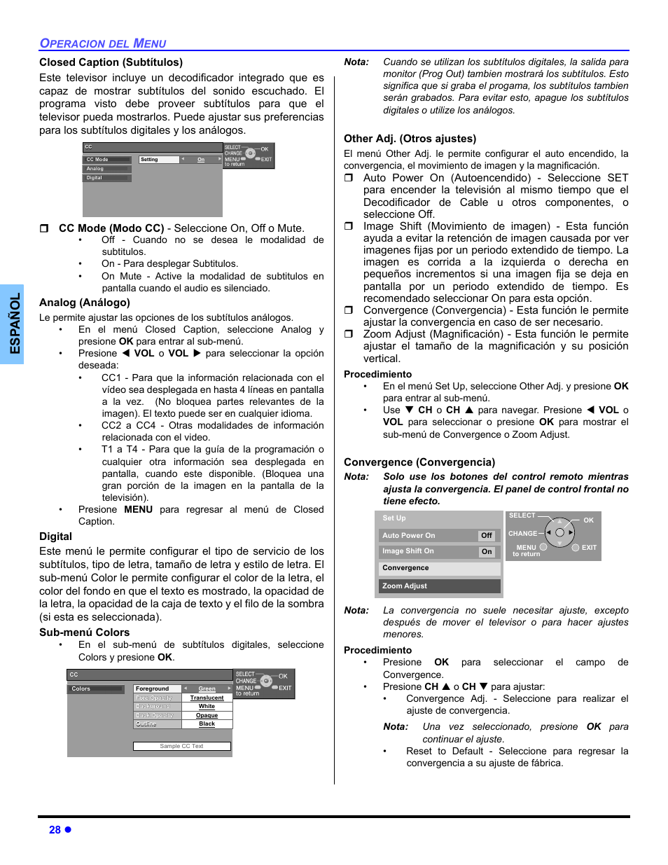Es p añol | Panasonic PT 47WXD64 User Manual | Page 68 / 88
