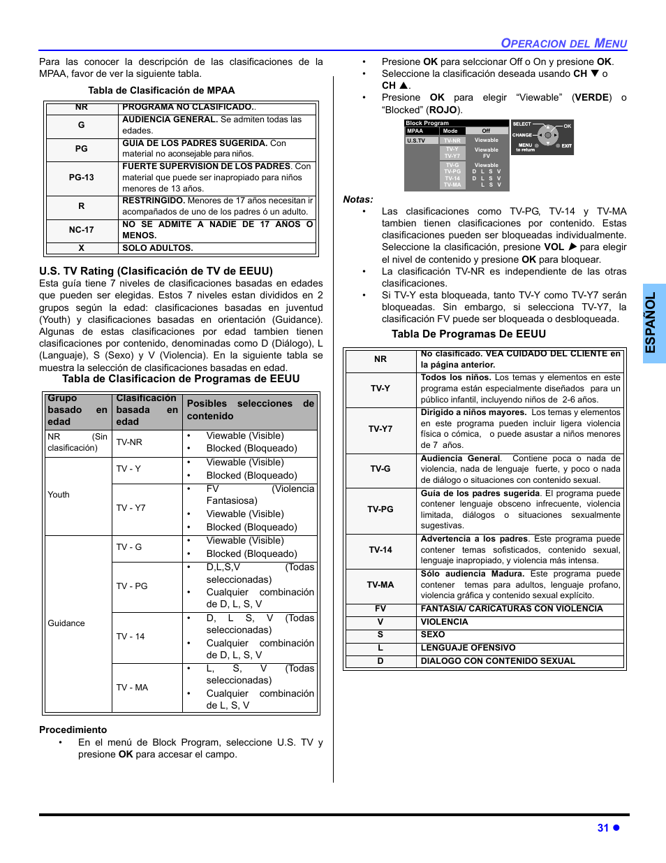 Es p añol | Panasonic PT 47WXD64 User Manual | Page 71 / 88