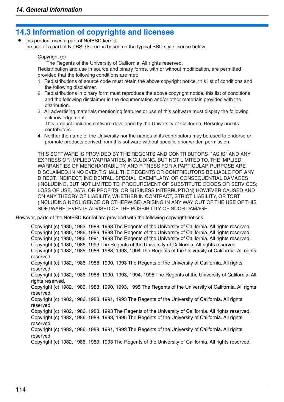 Copyrights, 3 information of copyrights and licenses, Information of copyrights and licenses | 3 information of copyrights and licenses, General information 114 | Panasonic DPMC210 User Manual | Page 114 / 128
