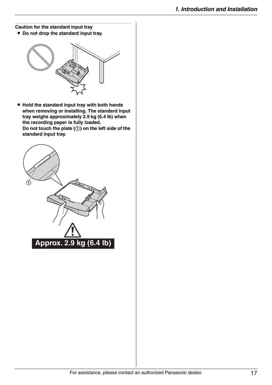 Approx. 2.9 kg (6.4 lb) | Panasonic DPMC210 User Manual | Page 17 / 128