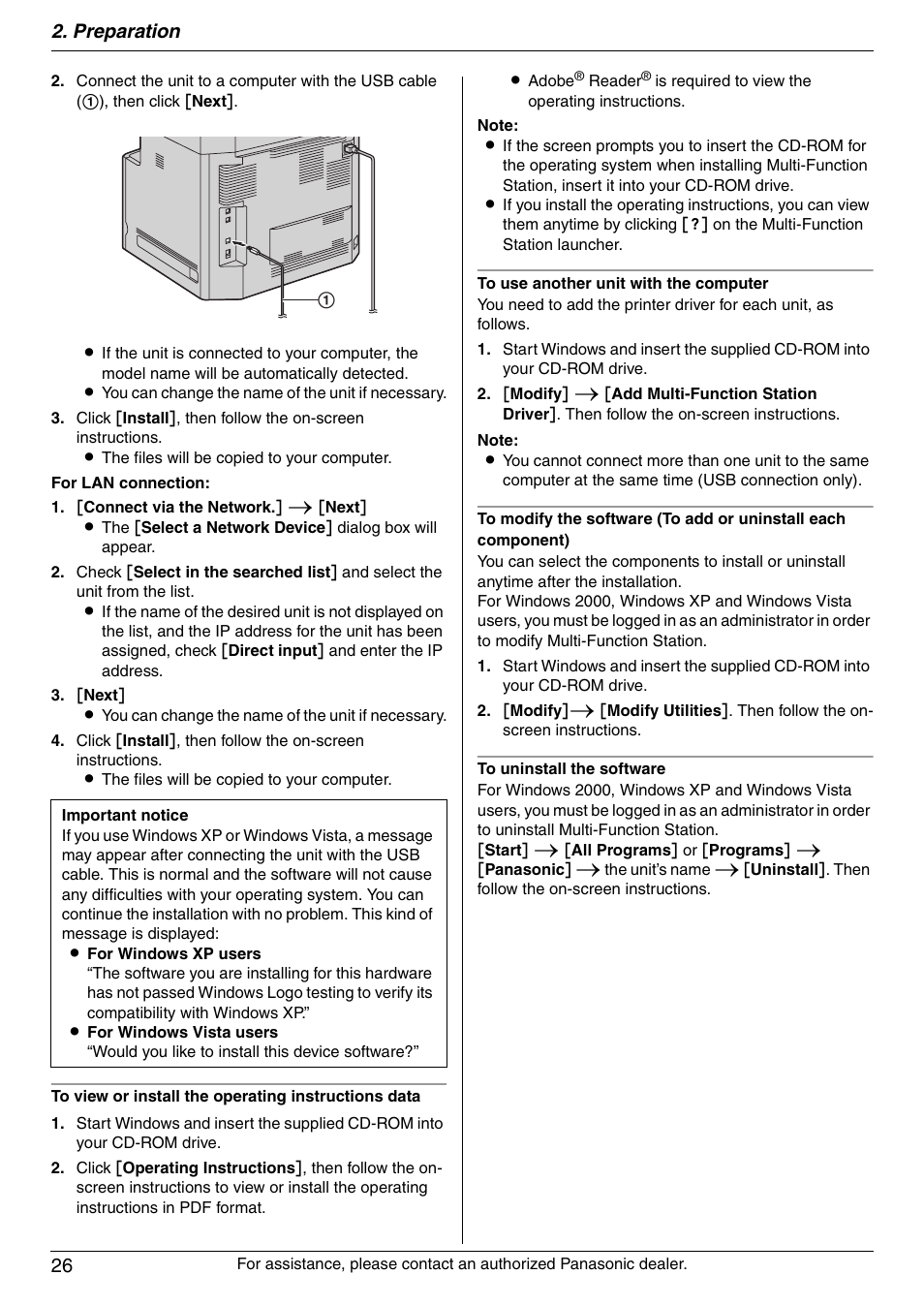 Preparation 26 | Panasonic DPMC210 User Manual | Page 26 / 128