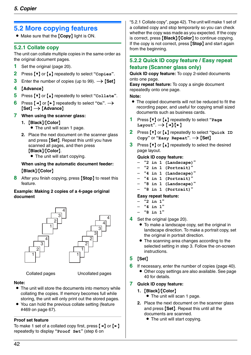 2 more copying features, More copying features, 2 more copying features | Panasonic DPMC210 User Manual | Page 42 / 128