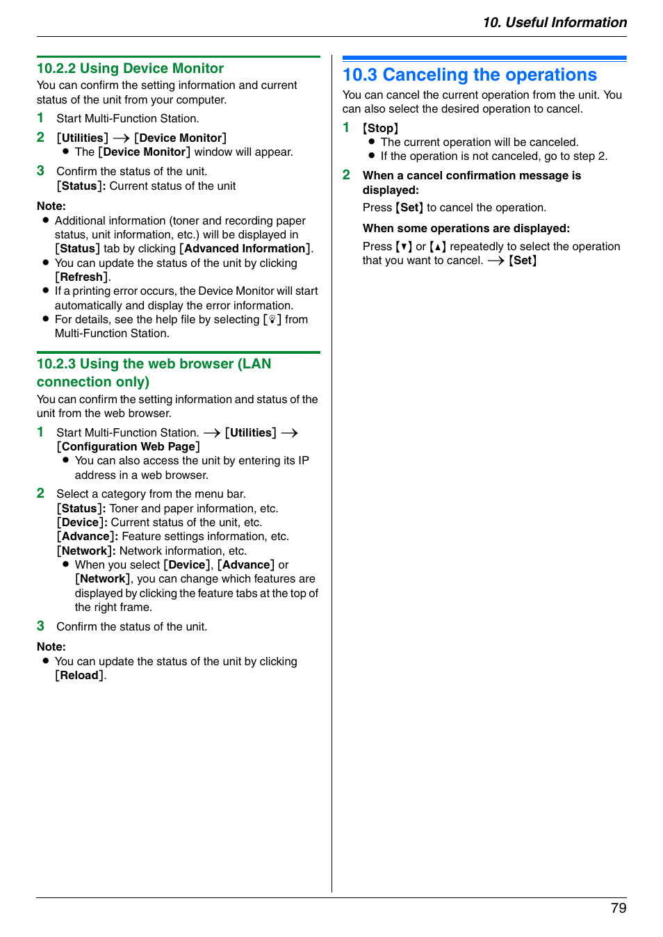 3 canceling the operations, Canceling the operations, 3 canceling the operations | Panasonic DPMC210 User Manual | Page 79 / 128