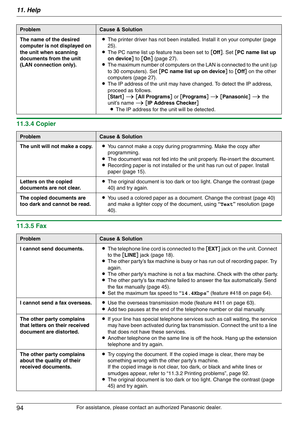 Help 94 | Panasonic DPMC210 User Manual | Page 94 / 128