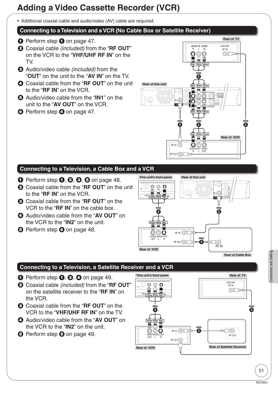 Adding a video cassette recorder (vcr) | Panasonic DIGA DMR-EZ27 User Manual | Page 51 / 84