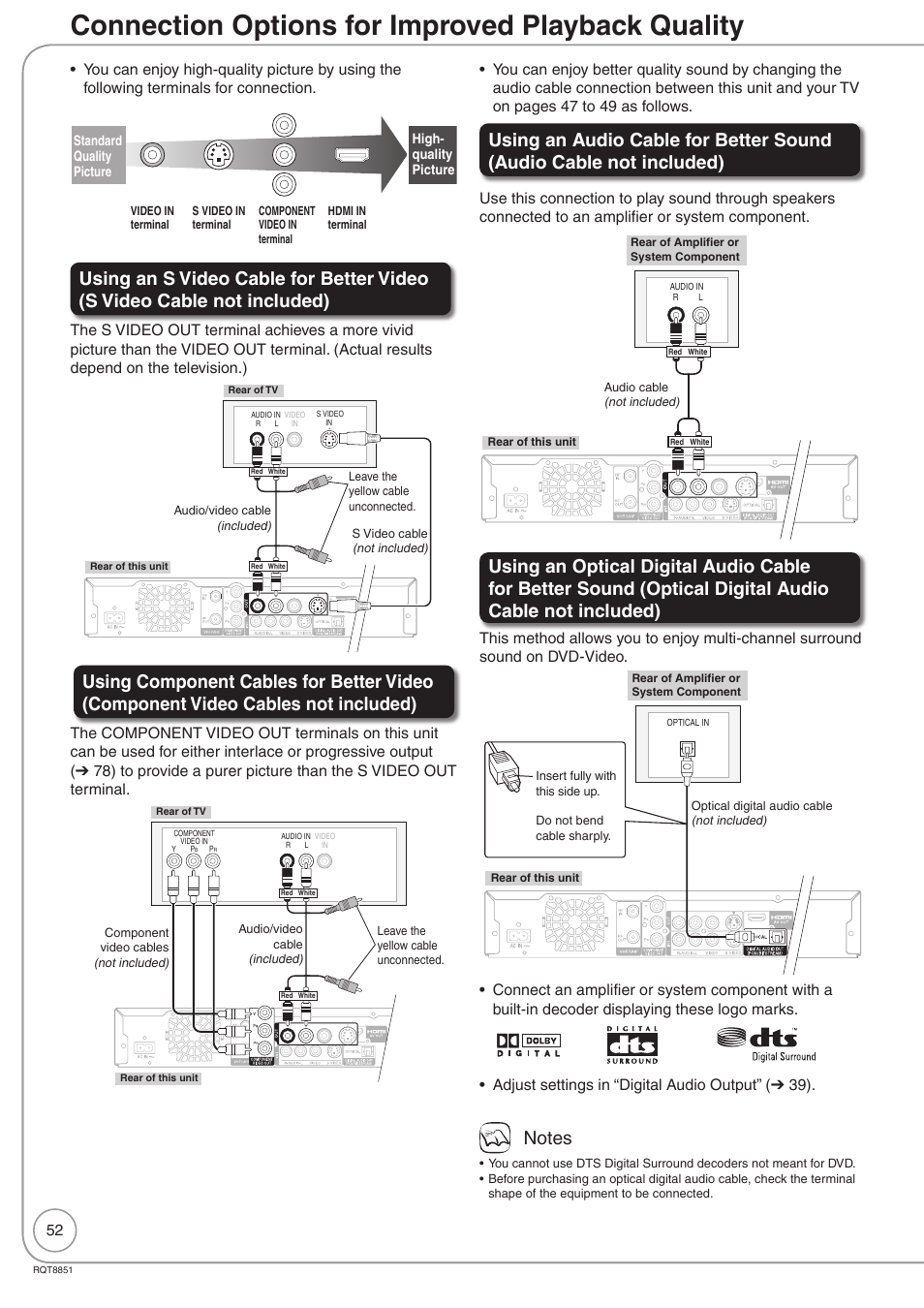 Connection options for improved playback quality | Panasonic DIGA DMR-EZ27 User Manual | Page 52 / 84