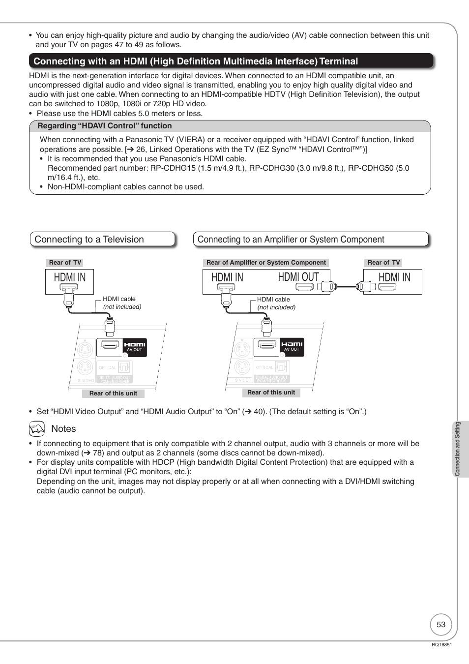 Hdmi in, Hdmi out hdmi in | Panasonic DIGA DMR-EZ27 User Manual | Page 53 / 84