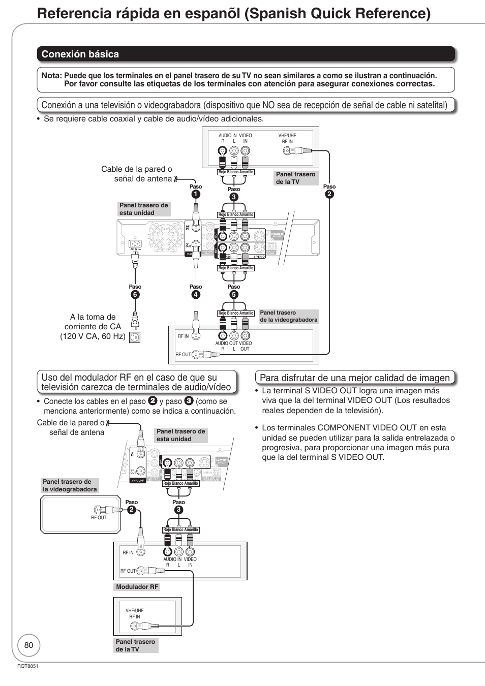 Conexión básica, Para disfrutar de una mejor calidad de imagen | Panasonic DIGA DMR-EZ27 User Manual | Page 80 / 84