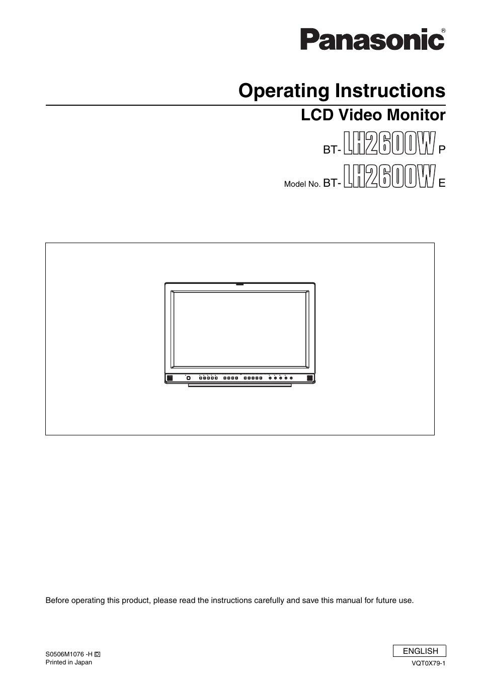 Panasonic BT-LH2600WE User Manual | 38 pages