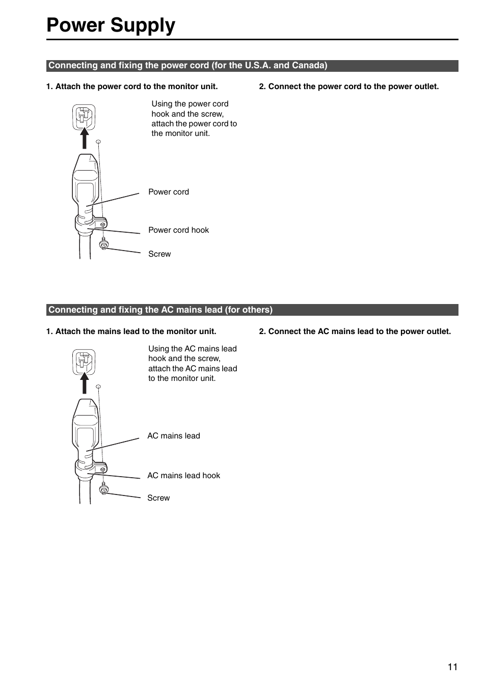 Power supply | Panasonic BT-LH2600WE User Manual | Page 11 / 38