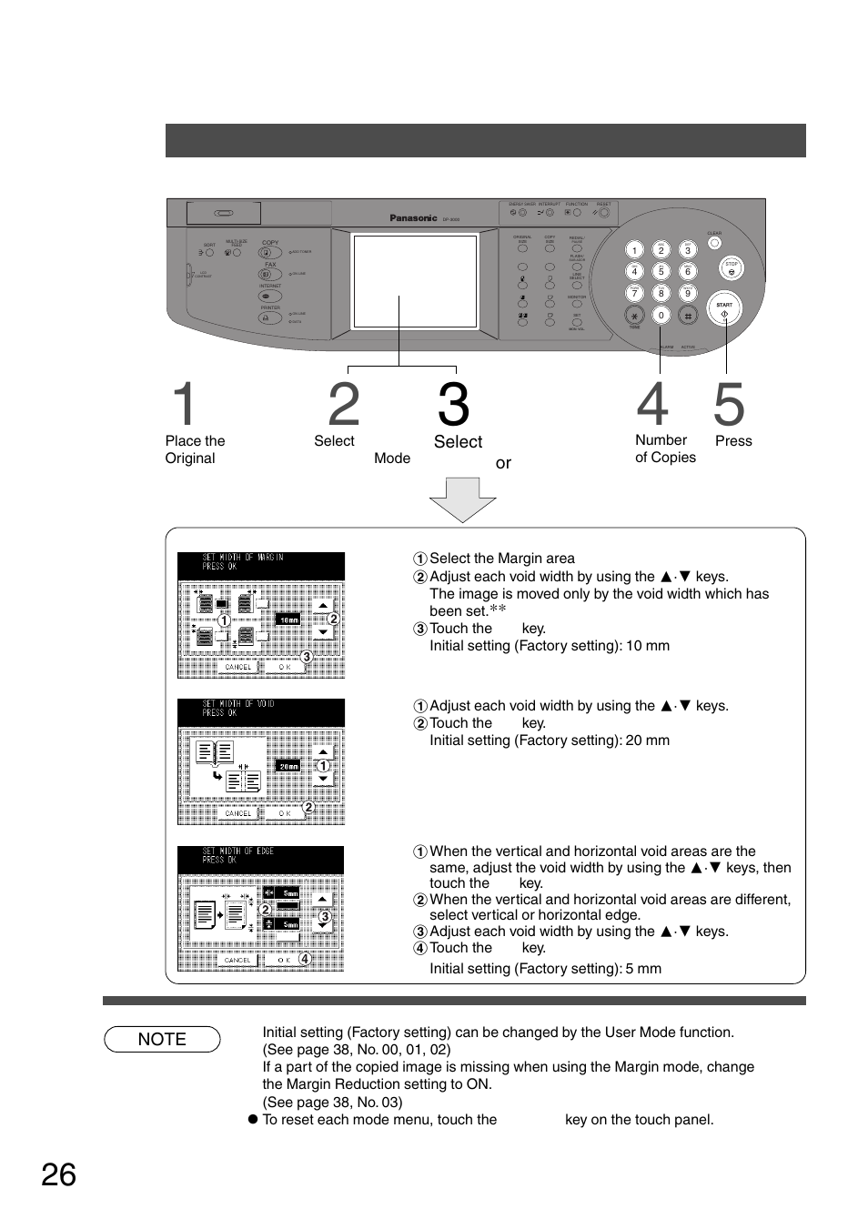 Margin/book/edge, Zoom/effects, Select edge margin or book | Panasonic DP-2500 User Manual | Page 26 / 73