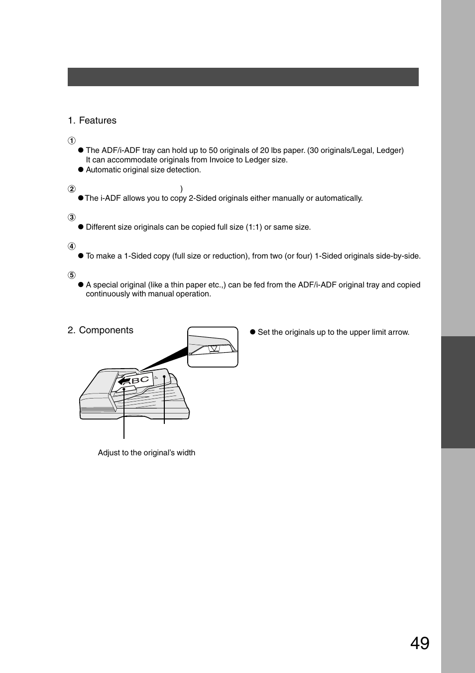 Automatic document feeder, Accessories | Panasonic DP-2500 User Manual | Page 49 / 73