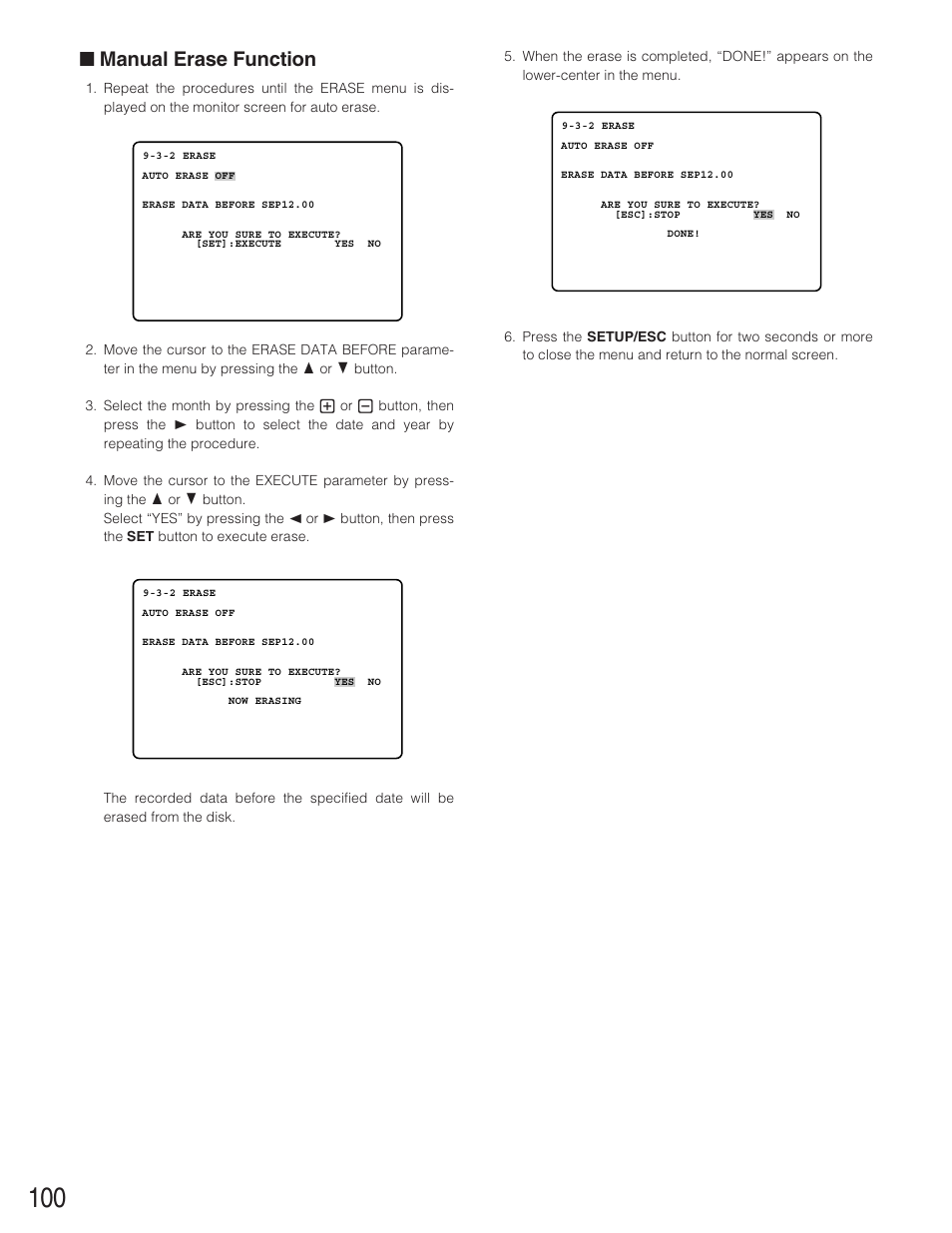 Manual erase function | Panasonic WJ-HD500B User Manual | Page 100 / 104