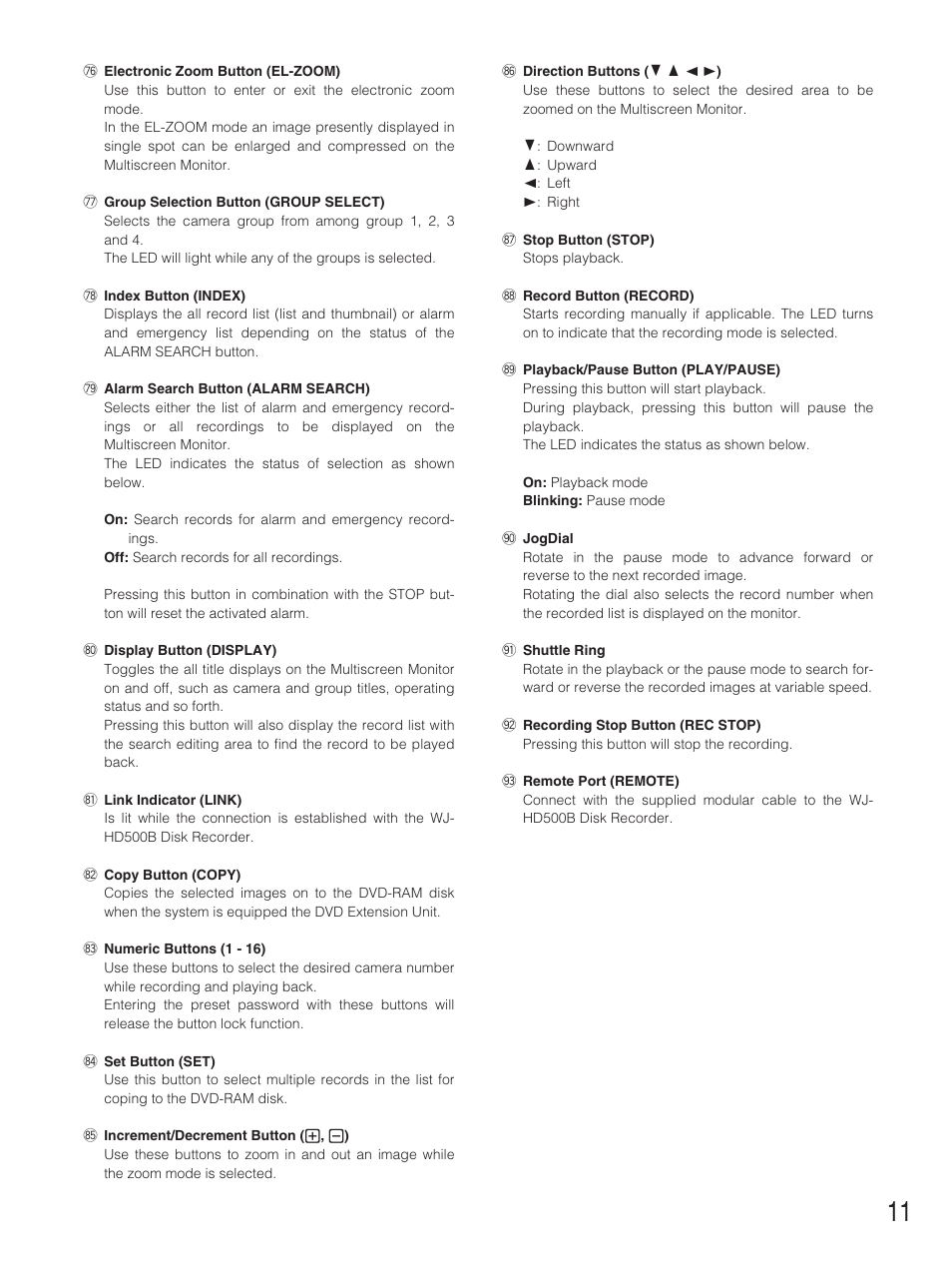 Panasonic WJ-HD500B User Manual | Page 11 / 104