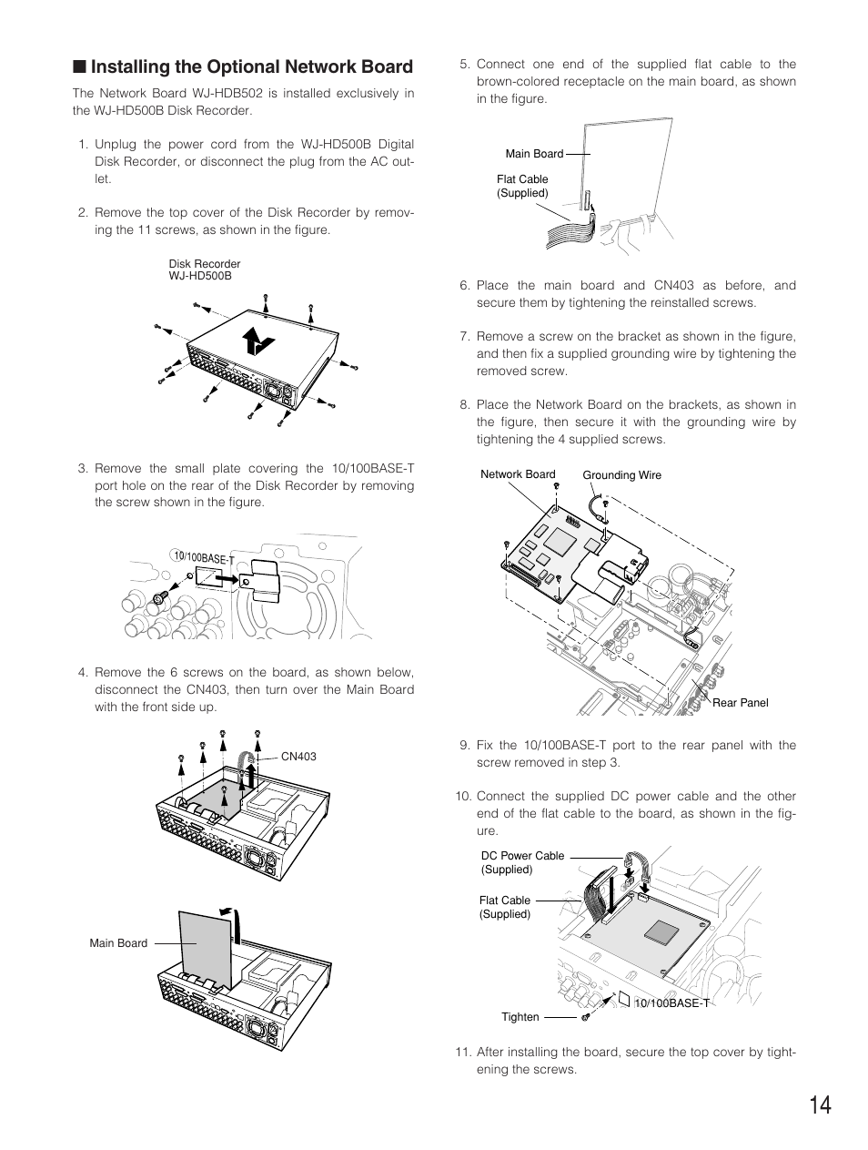 Installing the optional network board | Panasonic WJ-HD500B User Manual | Page 13 / 104