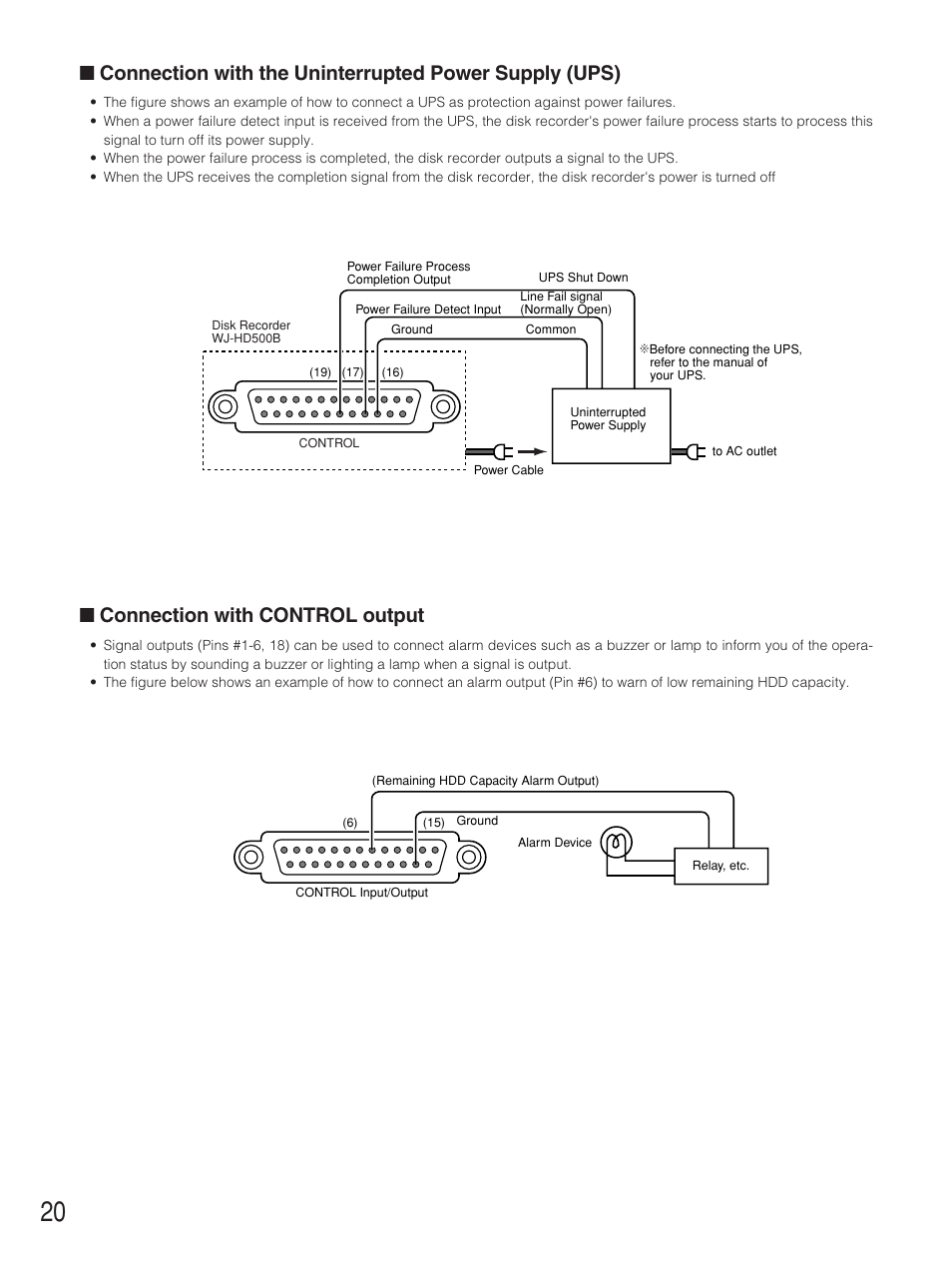 Connection with control output | Panasonic WJ-HD500B User Manual | Page 20 / 104