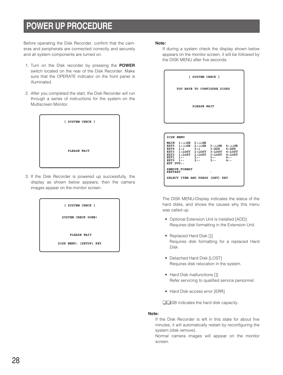 Power up procedure | Panasonic WJ-HD500B User Manual | Page 28 / 104