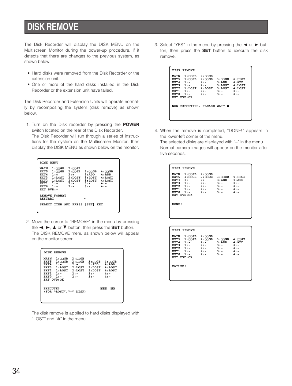 Disk remove | Panasonic WJ-HD500B User Manual | Page 34 / 104