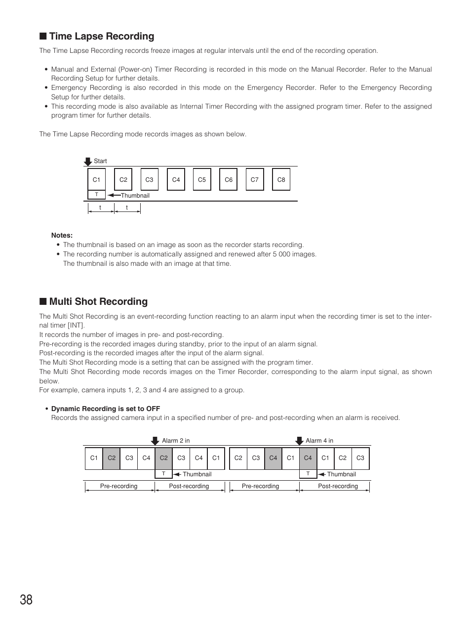 Time lapse recording, Multi shot recording | Panasonic WJ-HD500B User Manual | Page 38 / 104