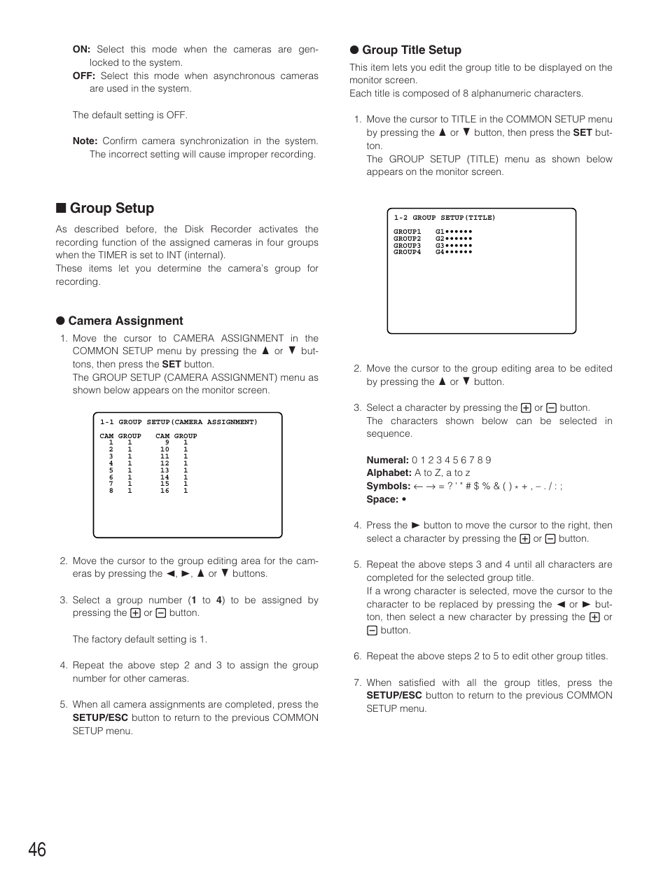 Group setup | Panasonic WJ-HD500B User Manual | Page 46 / 104