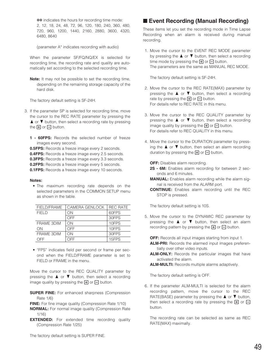 Event recording (manual recording) | Panasonic WJ-HD500B User Manual | Page 49 / 104